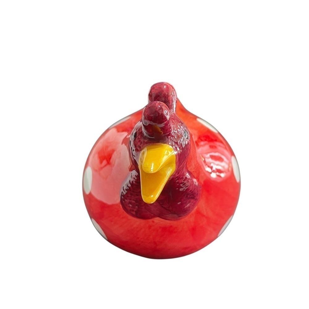 Rooster & Hen Chili Peppers & polka dot Hand Painted ceramic figurine VTG, farm - Picture 9 of 16